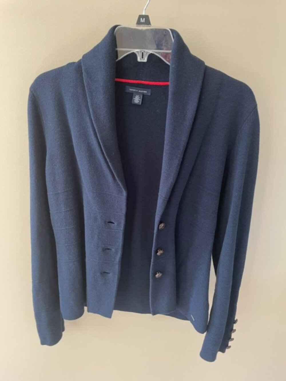 Women's Tommy Hilfiger heavy weight cotton blend Cardigan in navy.